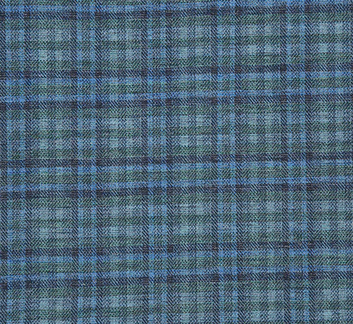 Half Canvas Slim Fit Blazer in Green Blue Check
