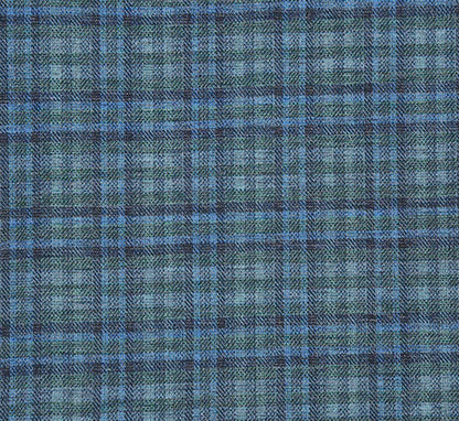 Half Canvas Slim Fit Blazer in Green Blue Check