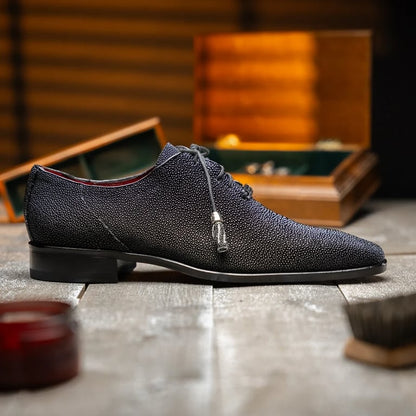 Marco Di Milano Rimini Black Genuine Stingray Exotic Lace-Up Dress Shoes - view 8