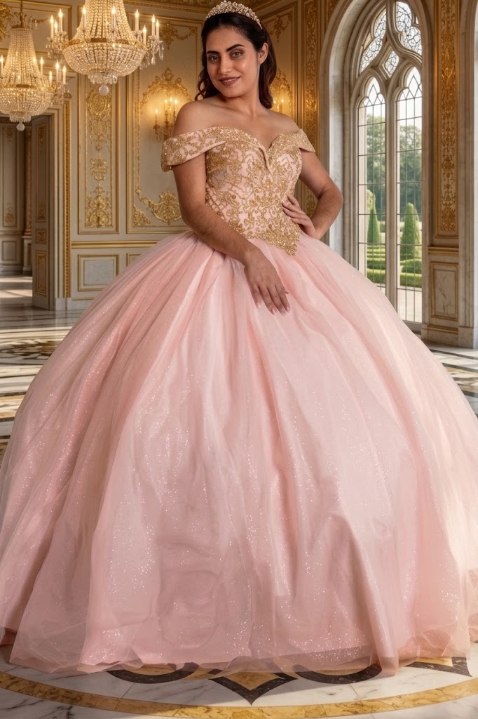 Beaded Off Shoulder Ball Gown by Calla KY71246