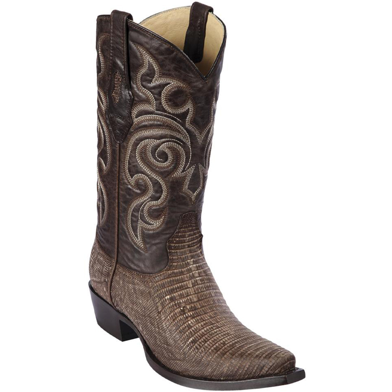 6 Lizard Sanded Brown Snip Toe Boots
