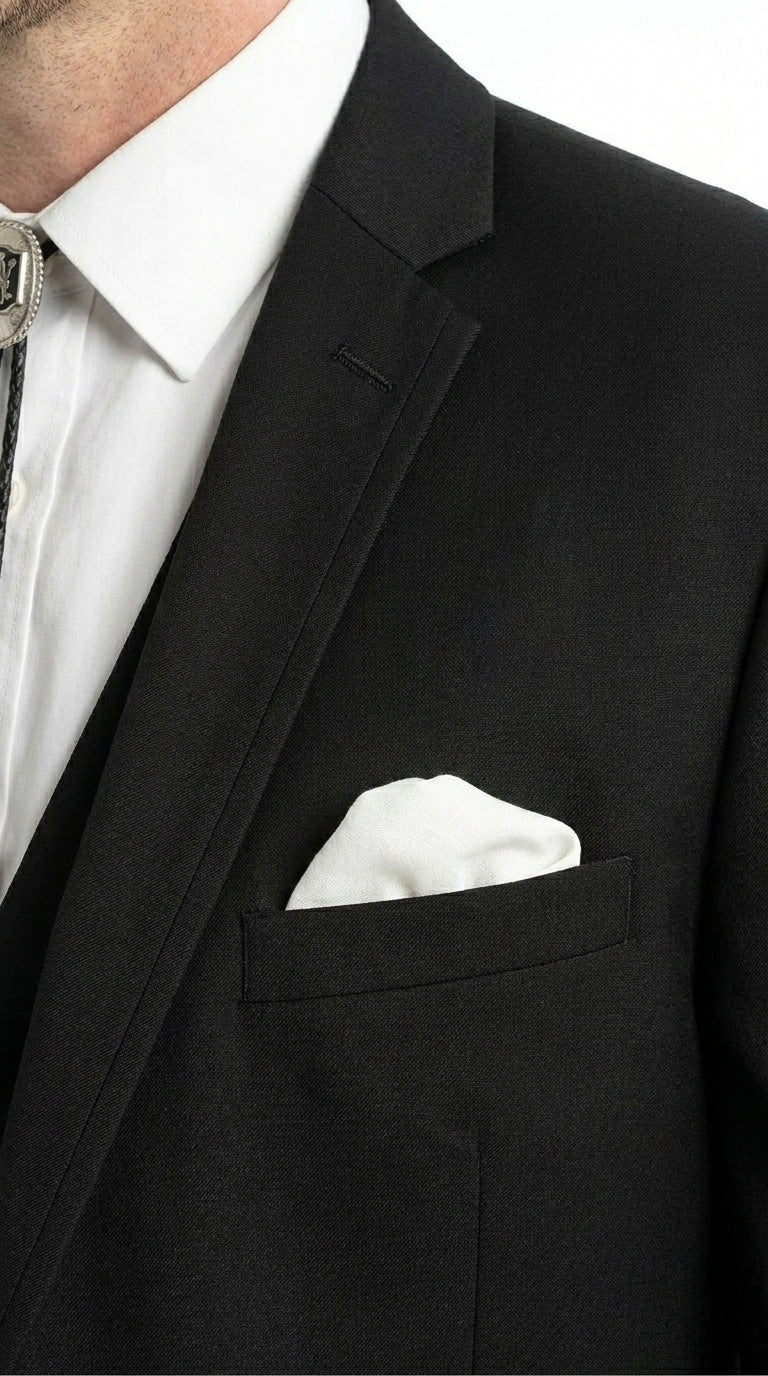 Men’s Black Western Wedding Suit with Vest and Pants, Cowboy Tuxedo Formal Dress Suit