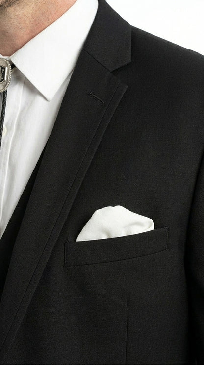 Men’s Black Western Wedding Suit with Vest and Pants, Cowboy Tuxedo Formal Dress Suit