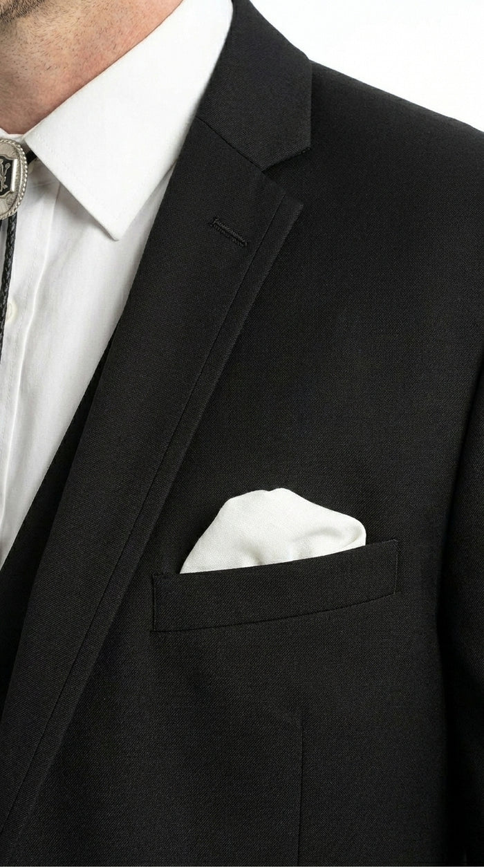 Men’s Black Western Wedding Suit with Vest and Pants, Cowboy Tuxedo Formal Dress Suit
