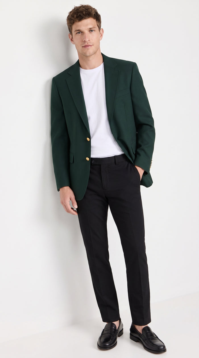 Men’s Hunter Green Blazer with Black Pants –, Church, Business and Formal Outfit dark green color