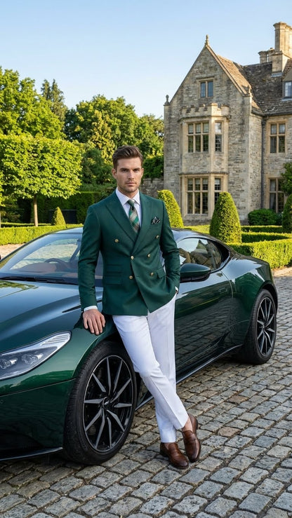 Men’s Dark Green Double Breasted Blazer – Hunter Olive Green Sport Jacket coat