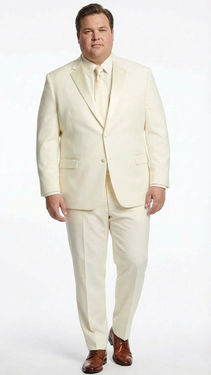 Mens Ivory Tuxedo Suit with Satin Notch Lapel  Formal Wedding and Evening Wear Suit in Cream Off White Color