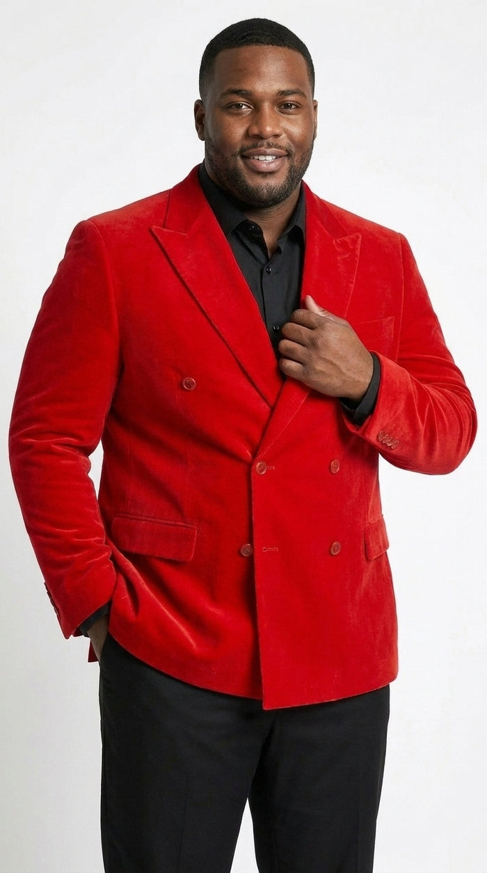 Men’s Red Double Breasted Blazer – Peak Lapel Wedding, Prom & Party Sport Coat