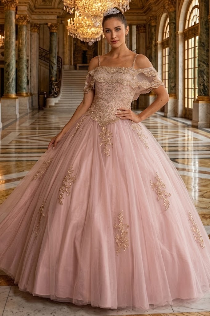 Off Shoulder Quinceañera Ball Gown Embroidered Lace-Up Back Floor Length by Elizabeth K GL2510