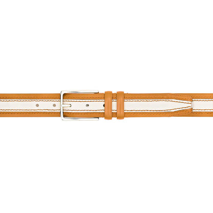 Mezlan Two-Tone Leather Belt Camel / Bone (AO11670)