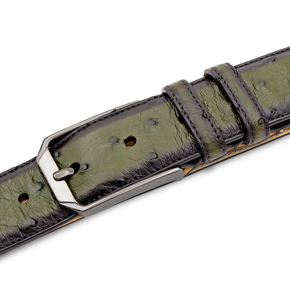 Mezlan Ostrich Leather Belt - Luxurious Italian Craftsmanship