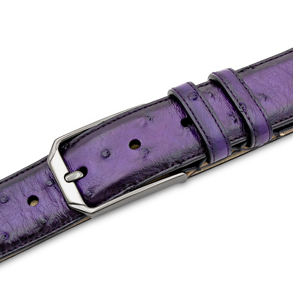 Mezlan Ostrich Leather Belt - Luxurious Italian Craftsmanship