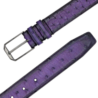 Mezlan Ostrich Leather Belt - Luxurious Italian Craftsmanship