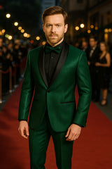 mens-emerald-green-shiny-tuxedo-with-black-satin-lapel-and-matching-bow-tie-ultra-slim-fit