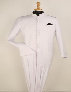 Apollo King Suit Men's 2 Piece Nehru Style Suits Apollo King White