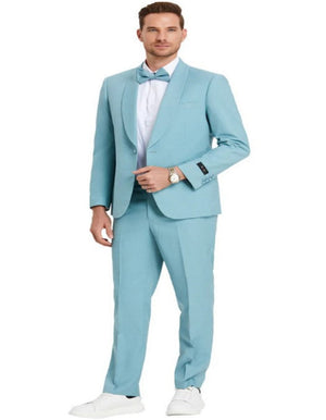 Men's Aqua Blue Skinny Fit Tuxedo Suit Jacket and Pants, All Sizes