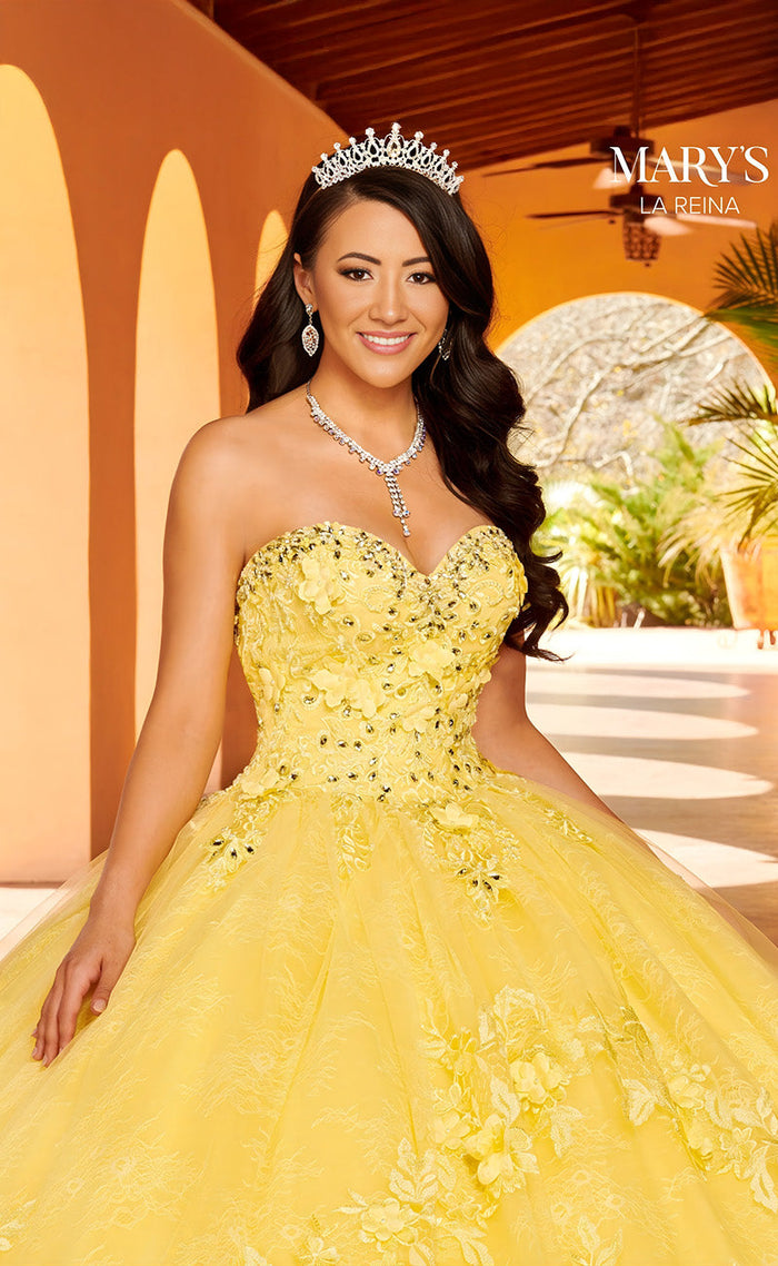 Mary's Bridal MQ2157 3D Floral Cape Quinceanera Dress