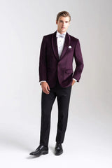 Velvet Blazer - Mens Blazer - Dinner Jacket "Venice" Aubergine Velvet Dinner Jacket - Separates