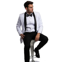 Mens White Tuxedo 2-PC Slim Fit, By Azzuro - Men's Tuxedo USA