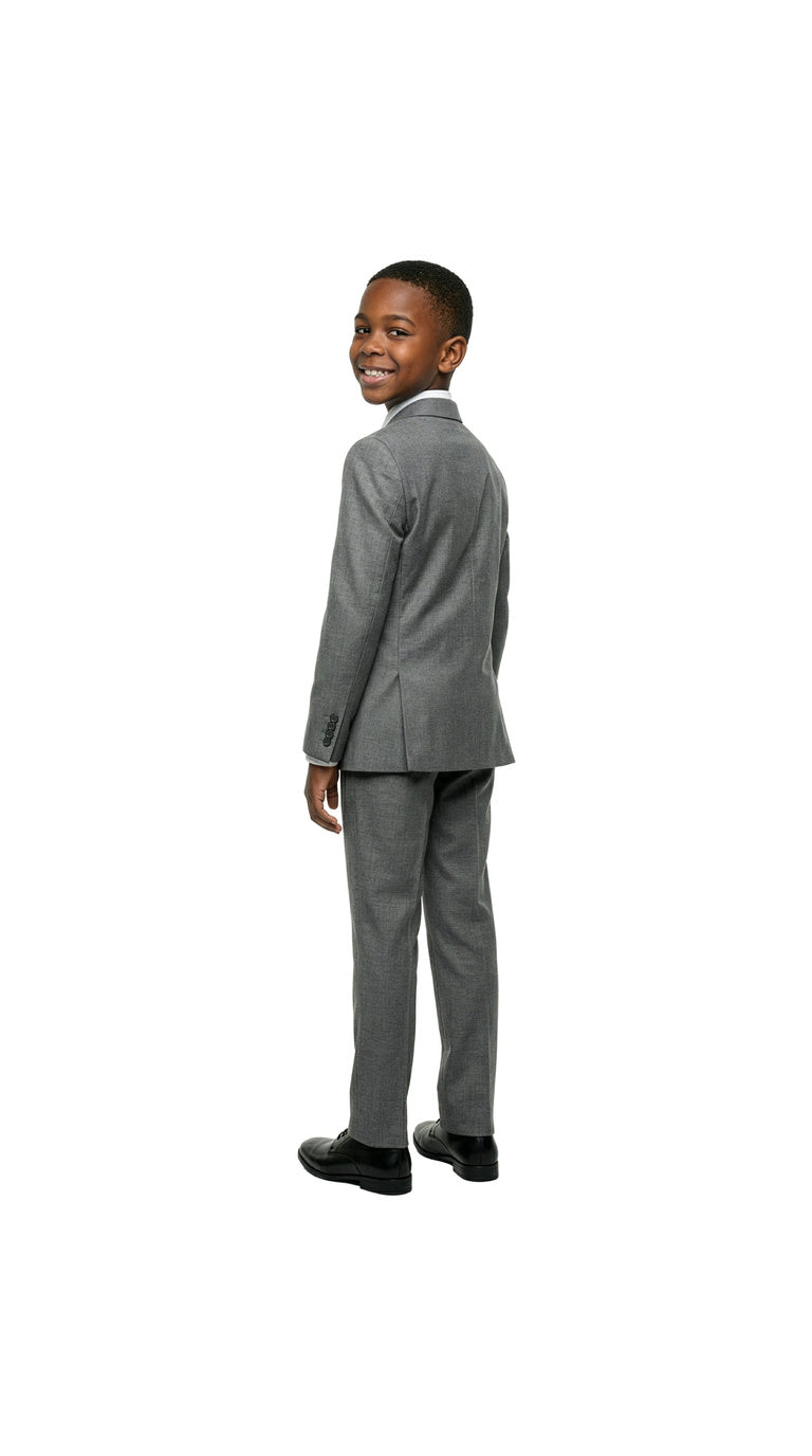 Boys' Classic Fit 5-Piece Sharkskin Suit Set – Notch Lapel