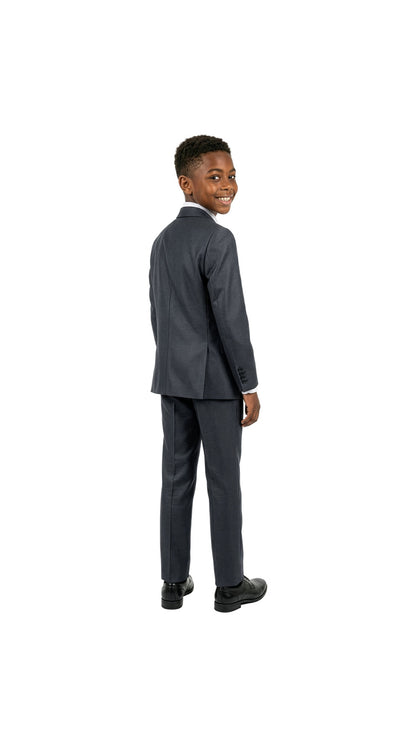 Boys' Classic Fit 5-Piece Sharkskin Suit Set – Notch Lapel