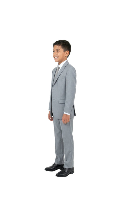 Boys' Classic Fit 5-Piece Sharkskin Suit Set – Notch Lapel