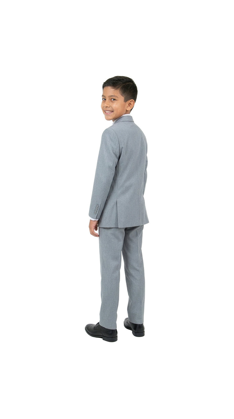 Boys' Classic Fit 5-Piece Sharkskin Suit Set – Notch Lapel