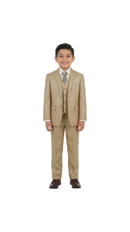 Boys' Classic Fit 5-Piece Sharkskin Suit Set – Notch Lapel