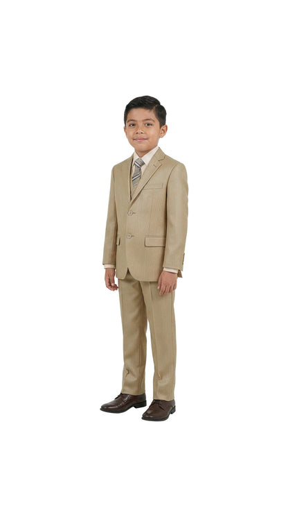 Boys' Classic Fit 5-Piece Sharkskin Suit Set – Notch Lapel