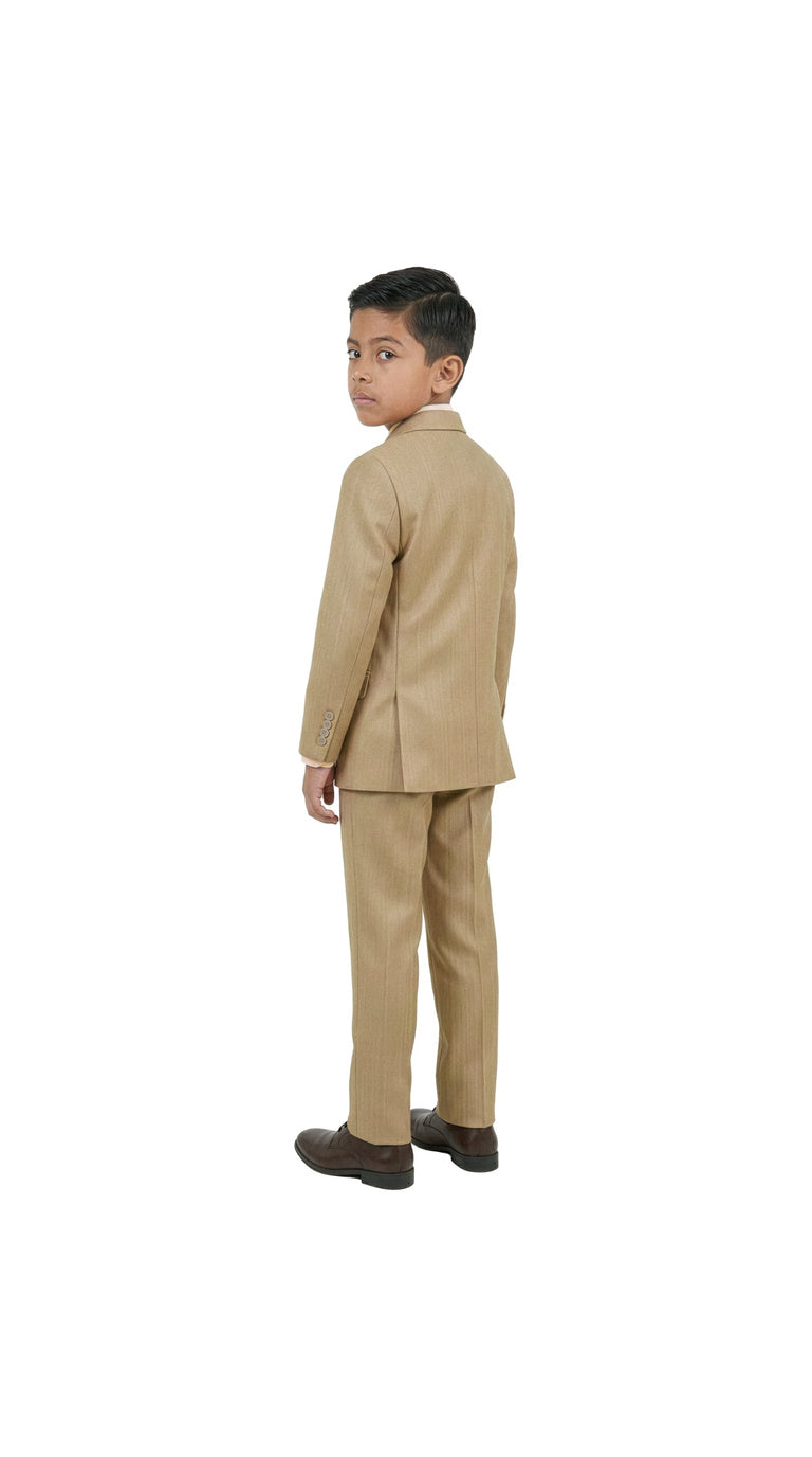 Boys' Classic Fit 5-Piece Sharkskin Suit Set – Notch Lapel