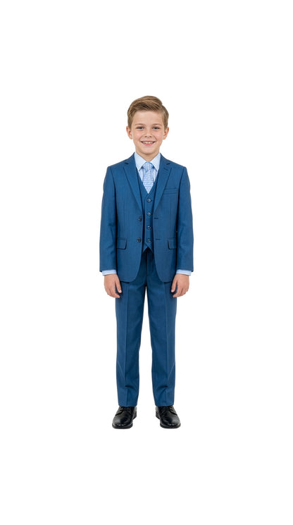 Boys' Classic Fit 5-Piece Sharkskin Suit Set – Notch Lapel