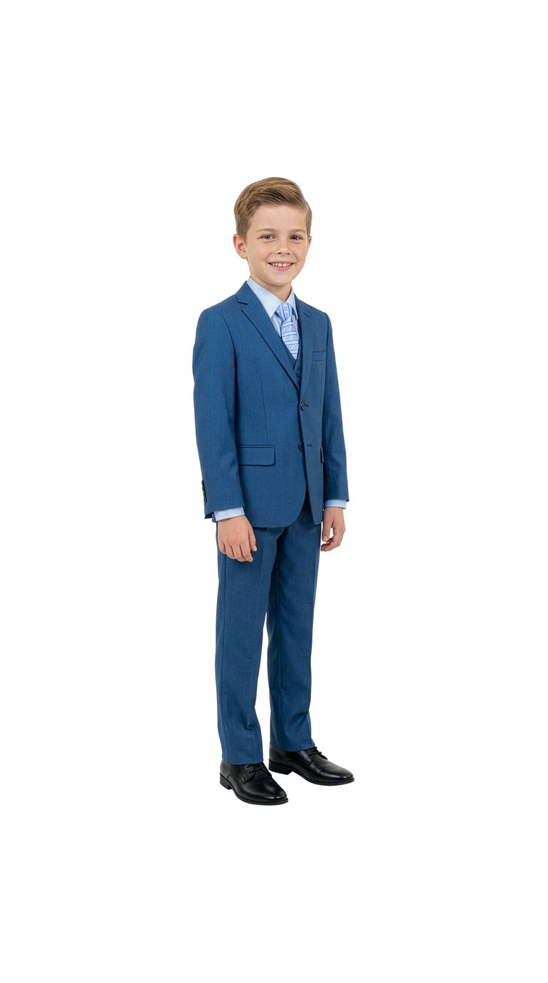 Boys' Classic Fit 5-Piece Sharkskin Suit Set – Notch Lapel