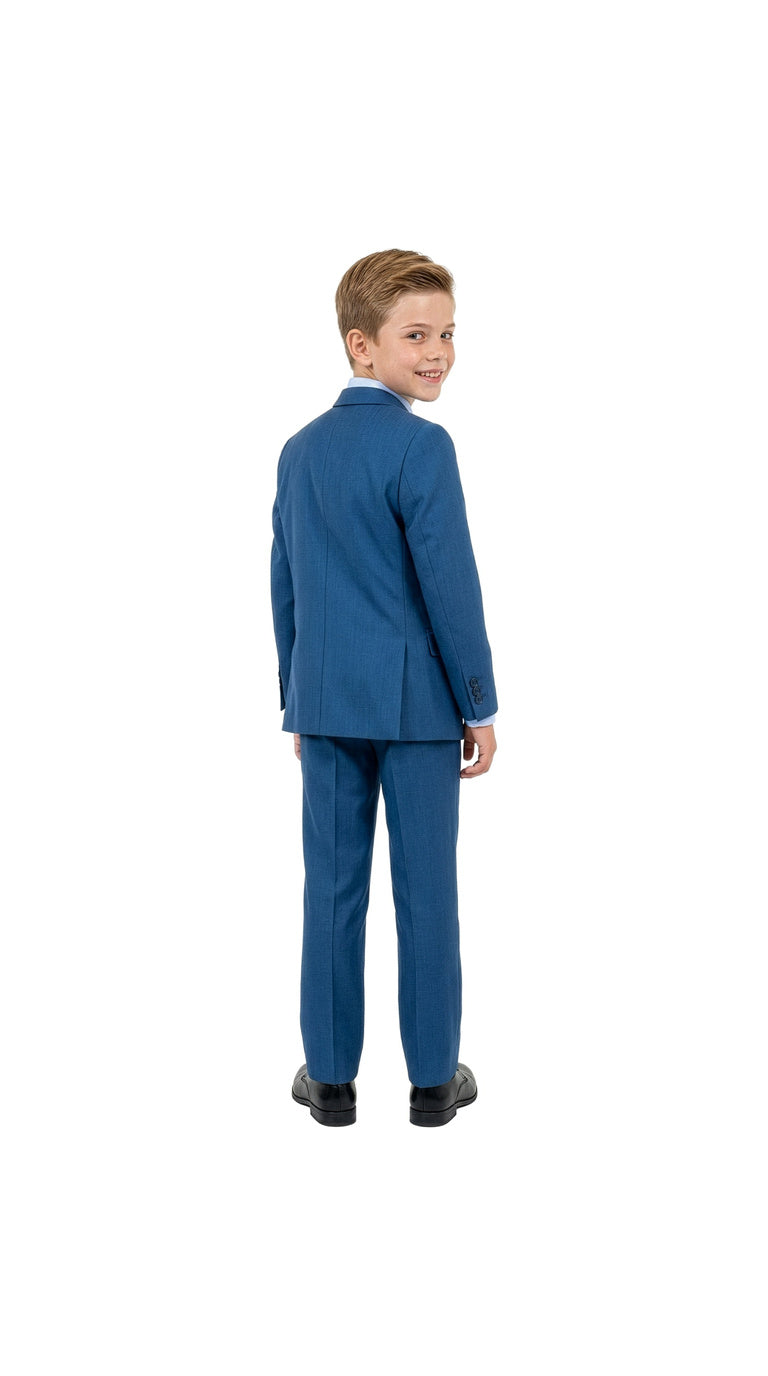 Boys' Classic Fit 5-Piece Sharkskin Suit Set – Notch Lapel