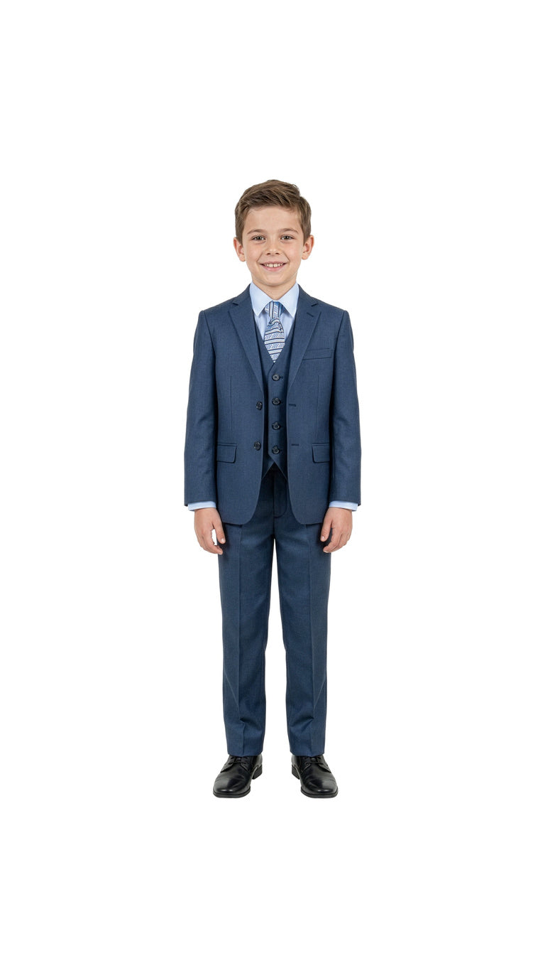 Boys' Classic Fit 5-Piece Sharkskin Suit Set – Notch Lapel
