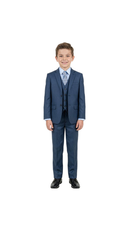 Boys' Classic Fit 5-Piece Sharkskin Suit Set – Notch Lapel
