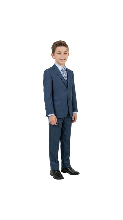 Boys' Classic Fit 5-Piece Sharkskin Suit Set – Notch Lapel