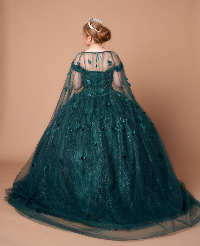 3D Floral Off Shoulder Cape Ball Gown by Calla SCL-30001