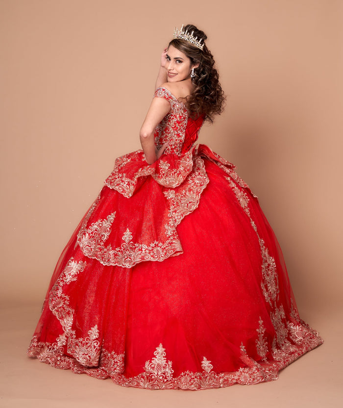 Applique Off-Shoulder Quinceanera Dress Layered Embroidered Ball Gown by Calla WB-20525