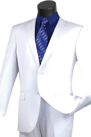 Mens Basic 2 Button Modern Fit Suit in White - Men's Tuxedo USA