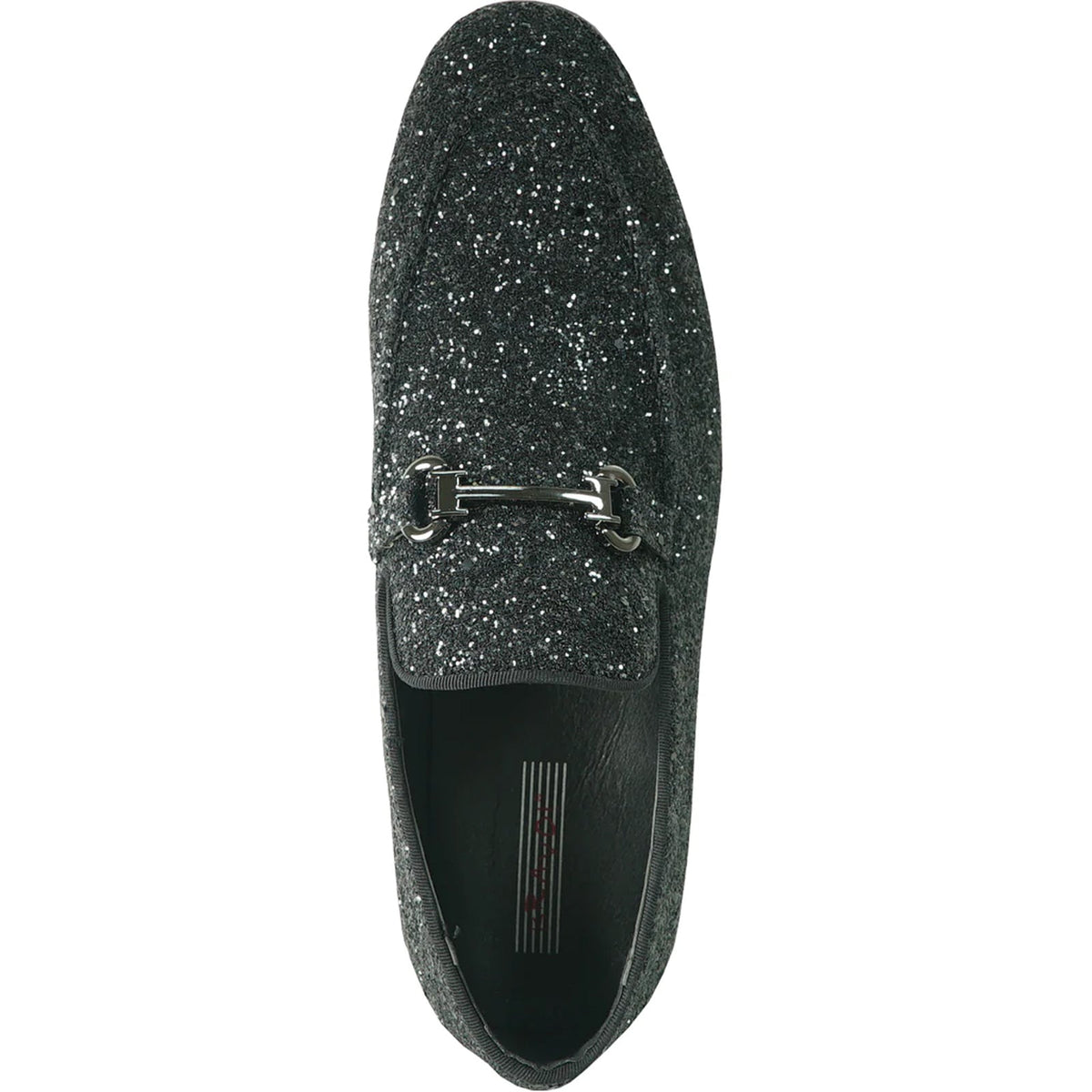 Bravo Mens Modern Glitter Sequin Prom Tuxedo Buckle Loafer in Black - Men's Dress Shoes
