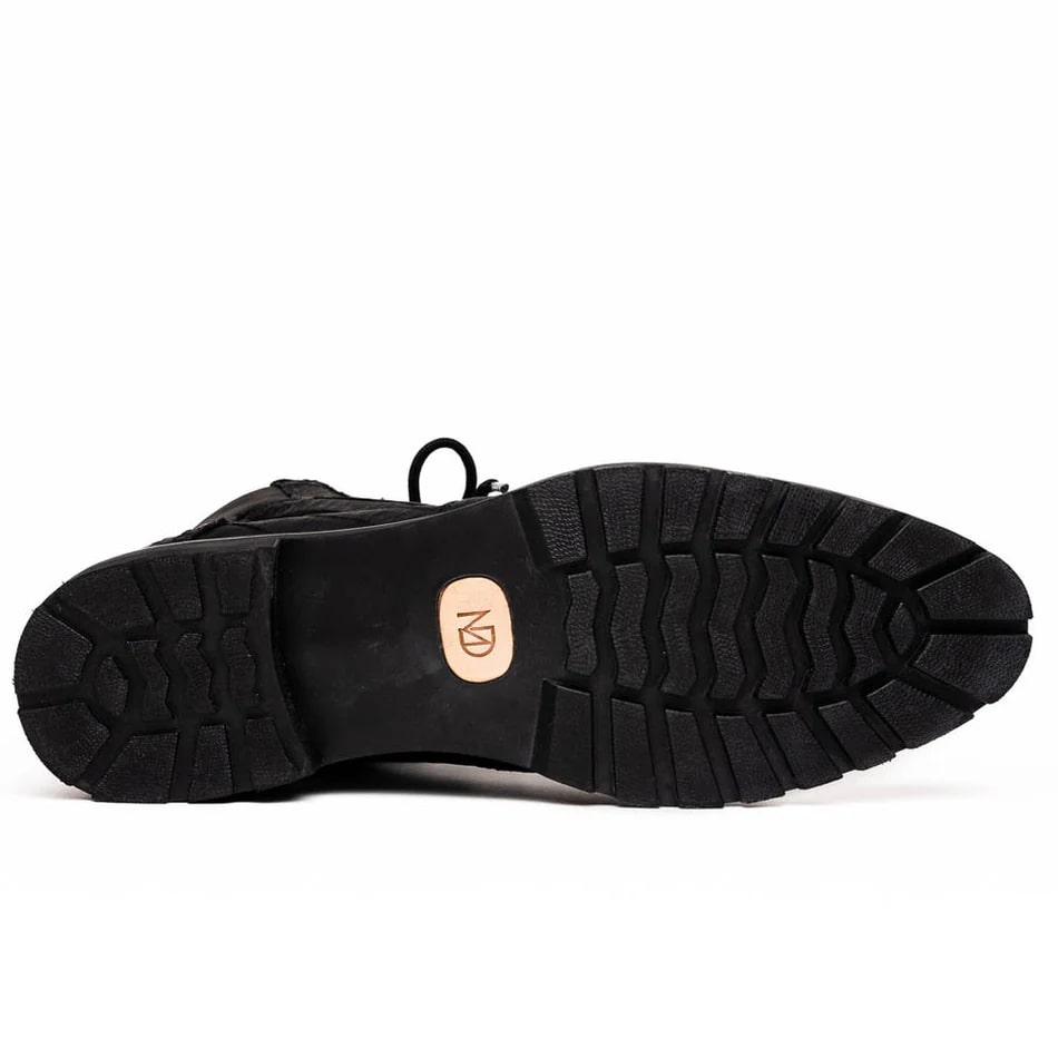 Marco Di Milano Leoni Men's Shoes Oil Black Genuine Caiman Crocodile Rugged Boots