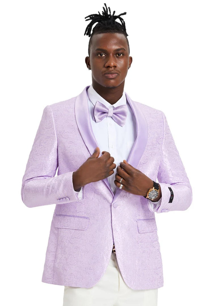 Men’s Lavender Paisley Prom Tuxedo Jacket, Lavender Wedding Formal Blazer