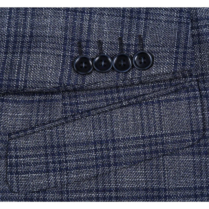 Saco vaquero - Western Sport Coat - Western Blazer - Mens Two Button Slim Fit Sport Coat Blazer In Charcoal Grey & Blue Windowpane Plaid