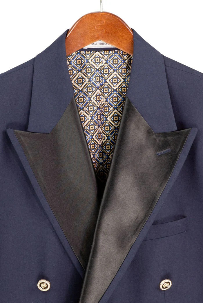 Midnight Navy Modern Fit Double-Breasted Tuxedo Blazer