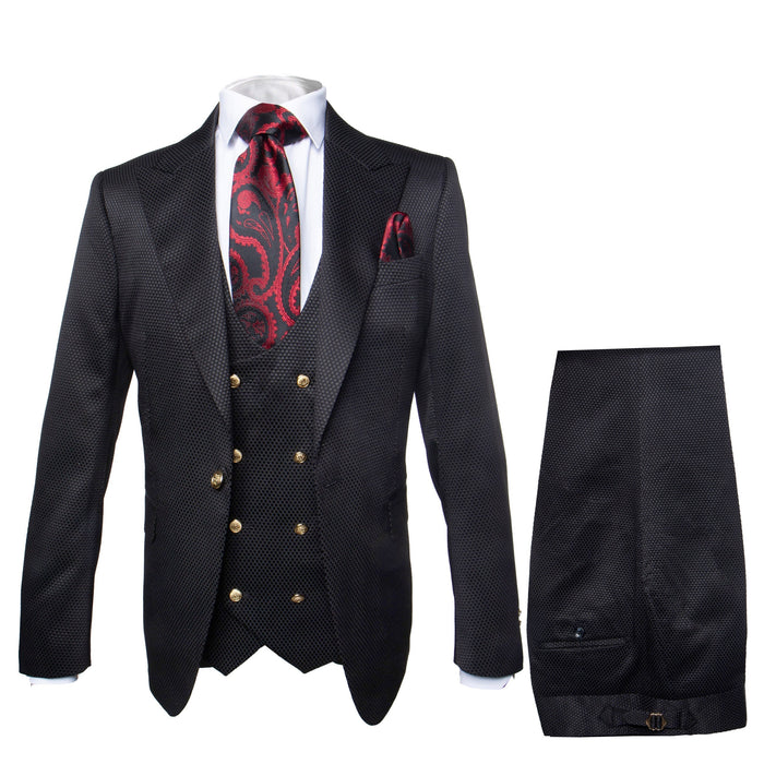 Men??s Formal 3-Piece Suit ?? Rossi Man Bond Slim Fit in Black | RM1751