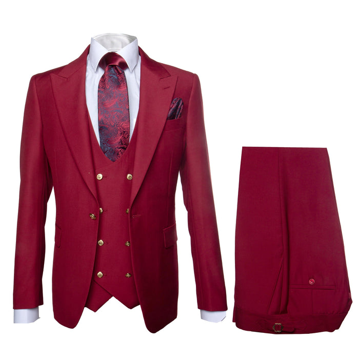 Rossi Man BOND RM1777 Slim Fit 3-Piece Red Suit ?? Modern Tailored Suit for Men