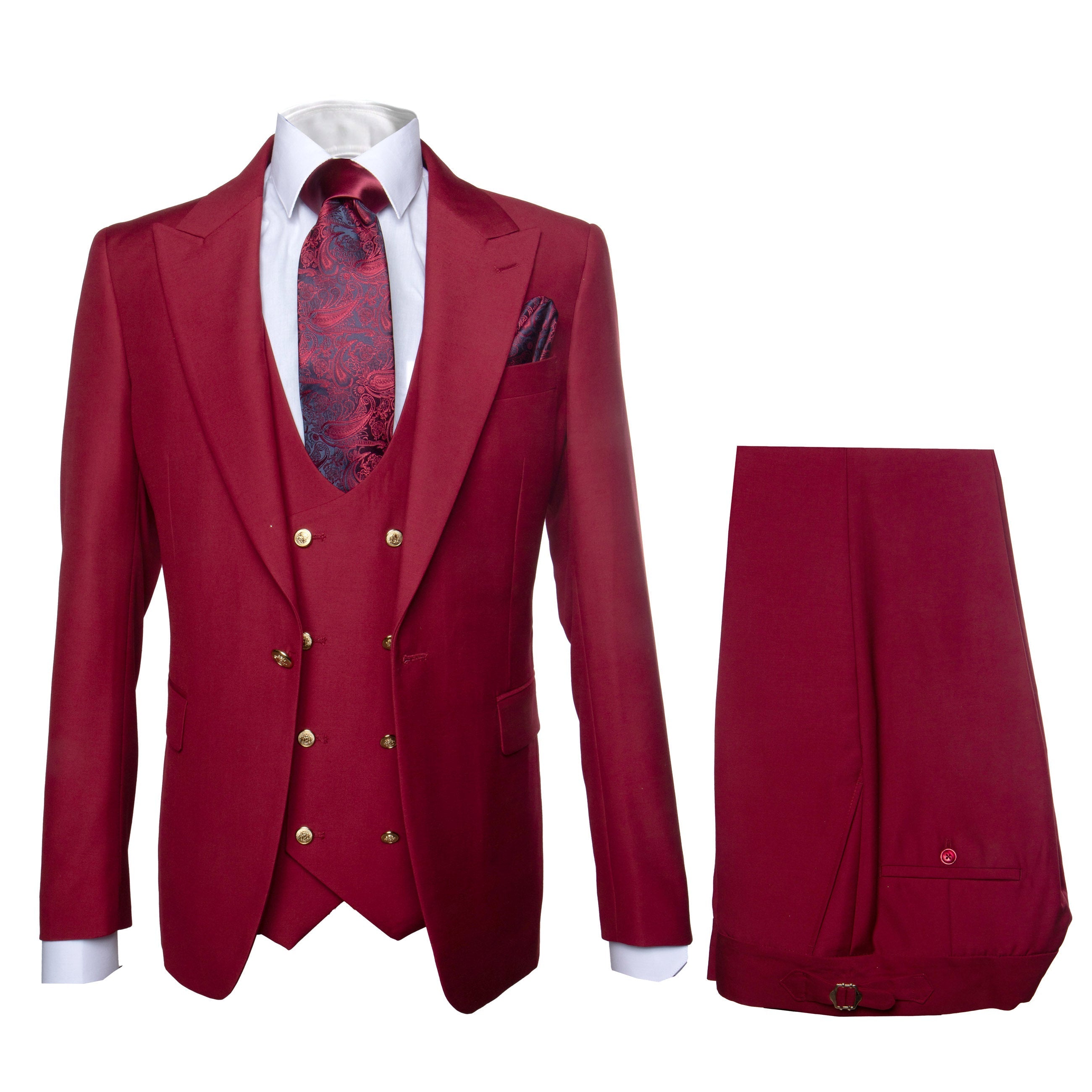 34R Rossi Man Bond Collection RM1777 ?? Premium Red Slim Fit 3-Piece ...