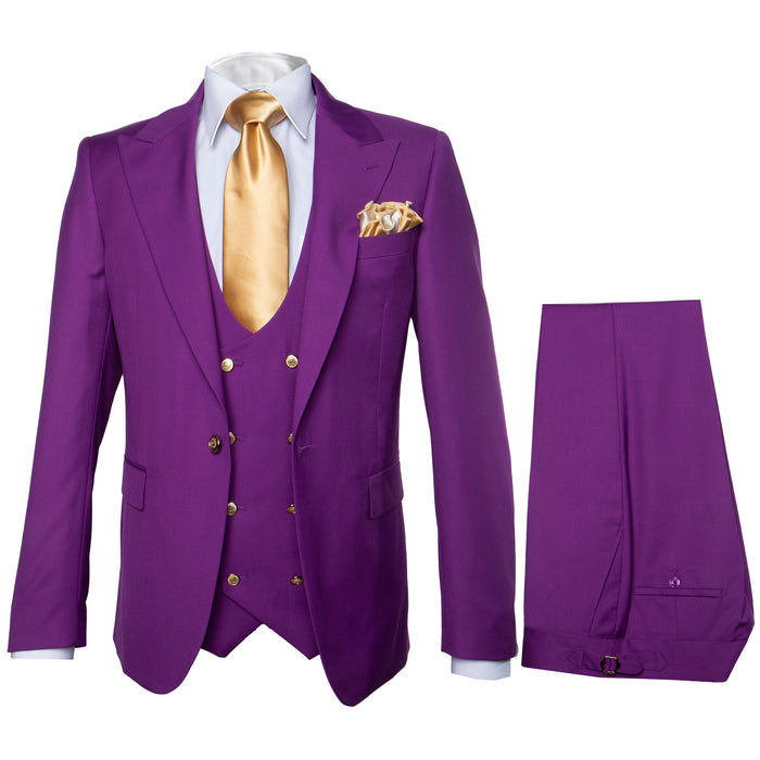 Rossi Man BOND RM1778 Slim Fit 3-Piece Purple Suit ?? Elegant Tailored Suit for Men