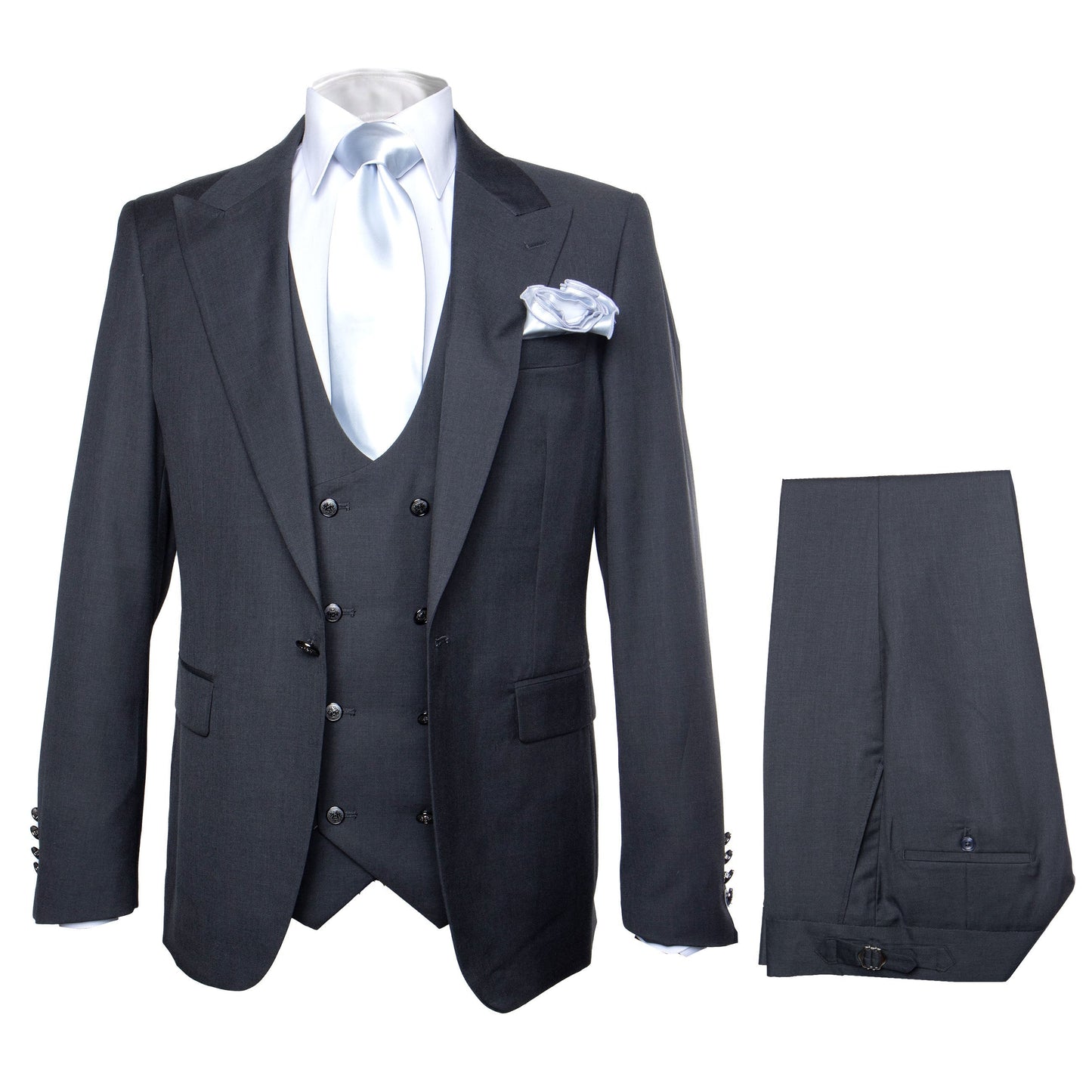 Rossi Man BOND RM1779 Slim Fit 3-Piece Black Suit ?? Tailored Formalwear for Men