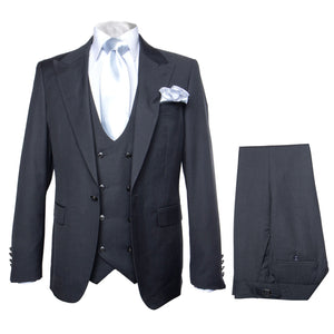 Rossi Man BOND RM1779 Slim Fit 3-Piece Black Suit ?? Tailored Formalwear for Men